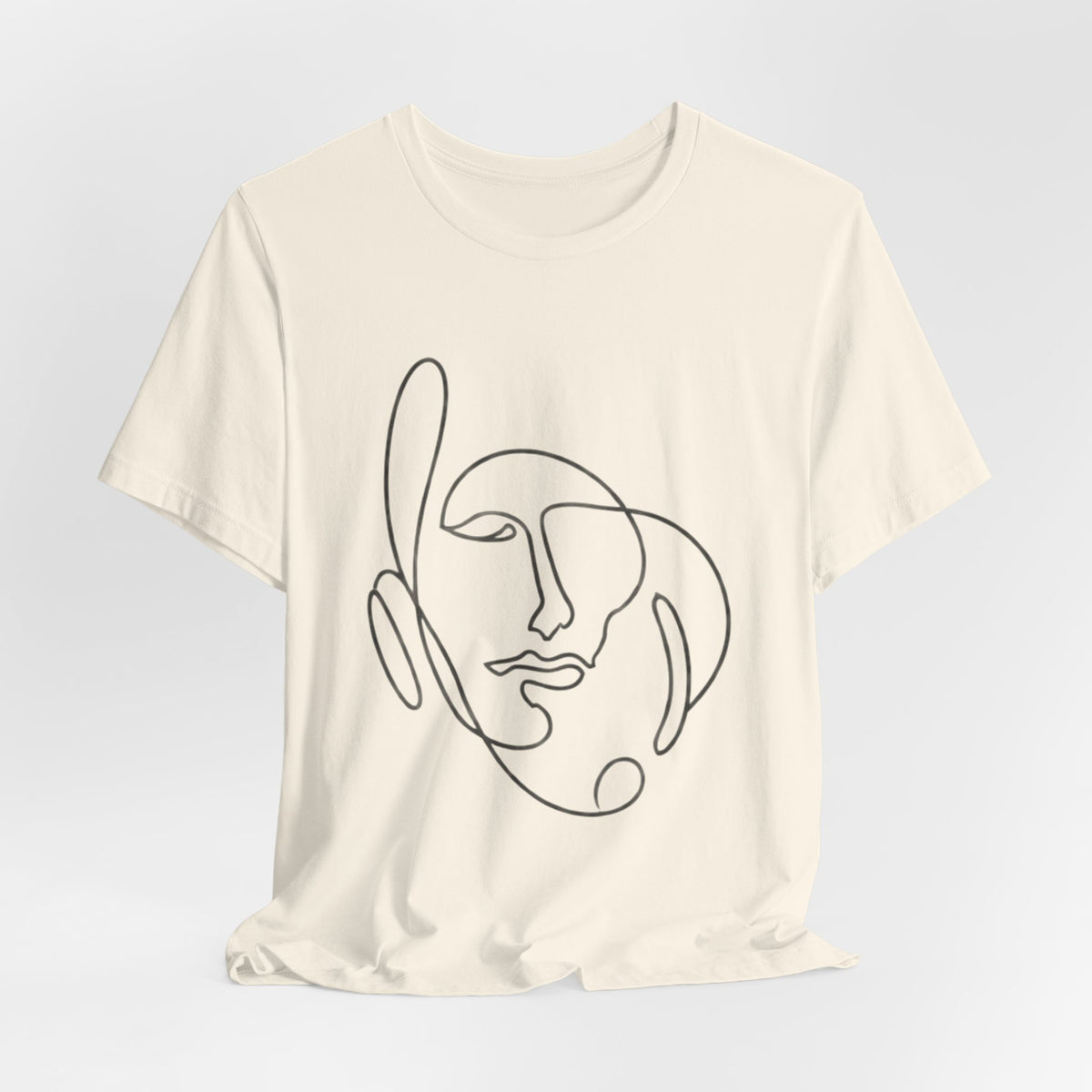 Minimal One-Line Face T-Shirt – Abstract Continuous Line Art Tee
