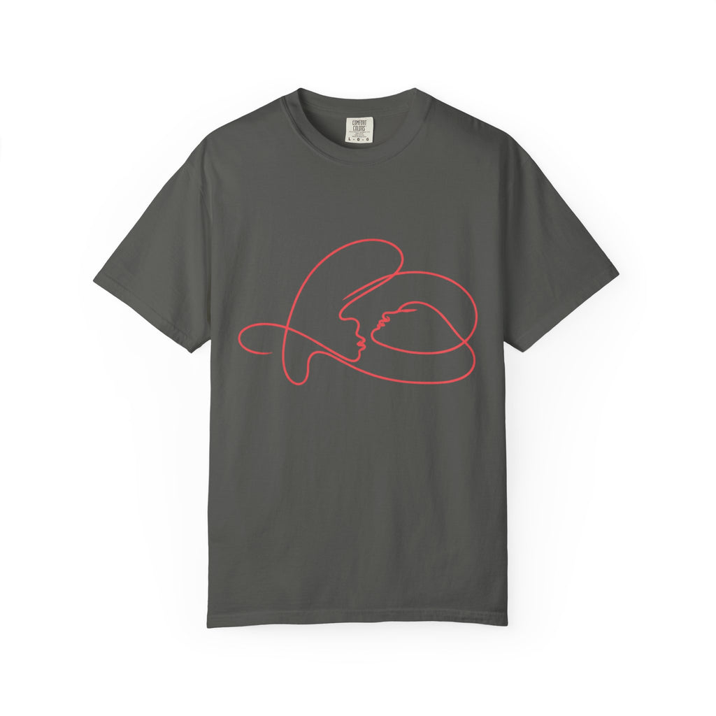 Abstract Line Art Heart T-Shirt — Minimalist Love Graphic Tee