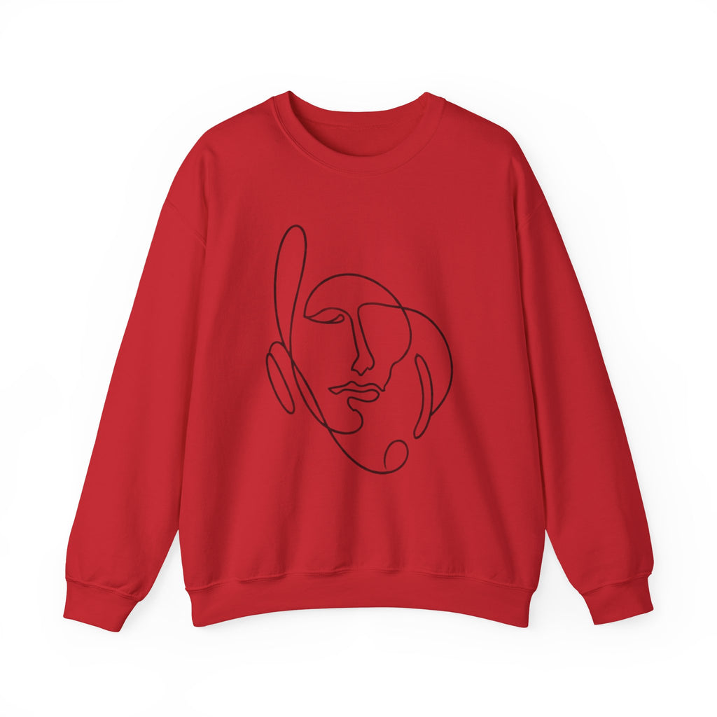 Abstract Line Art Face Crewneck Sweatshirt