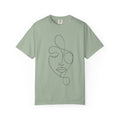 Minimal Continuous Line Face Tee — Garment-Dyed Relaxed T-Shirt