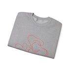 Crewneck Sweatshirt — Minimal Red Line Art Couple Kiss & Heart Design