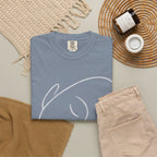Minimal Line Art Sleeping Face T-Shirt — Relaxed Garment-Dyed Tee