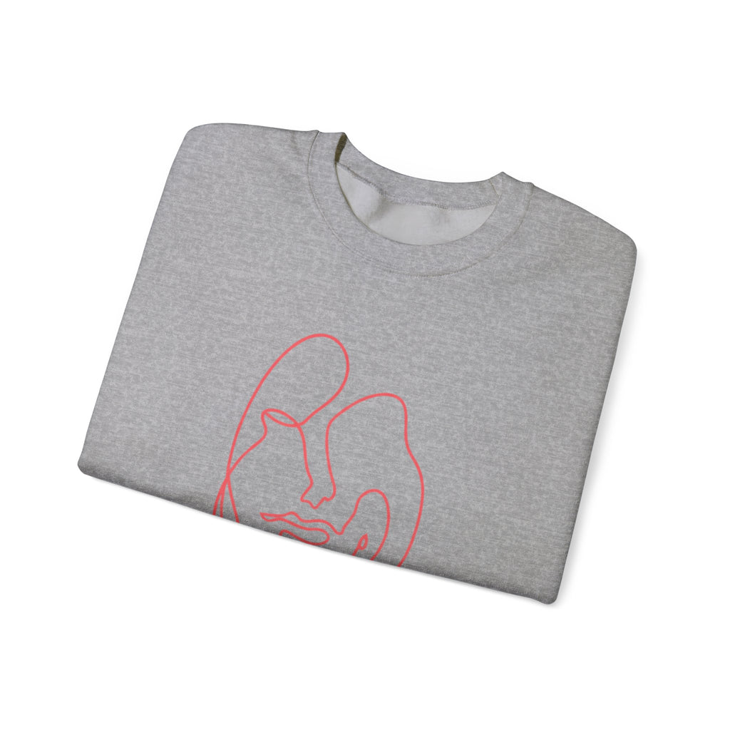 Minimalist Line-Art Face Sweatshirt — Modern Abstract Crewneck