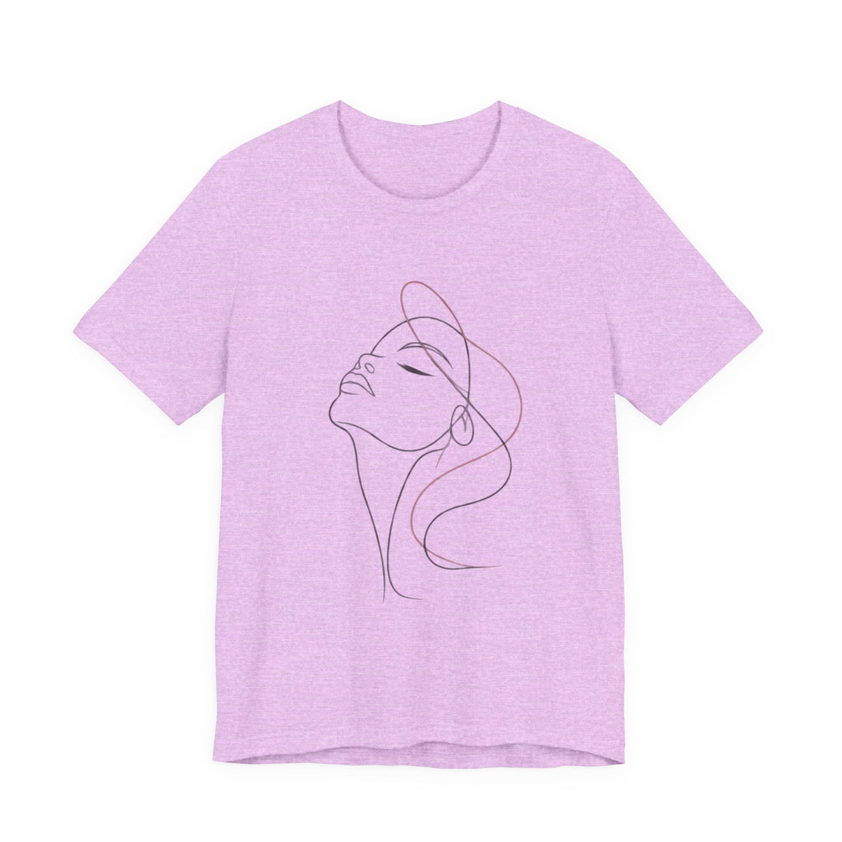 Minimal Line Art Woman T‑Shirt — Elegant Single‑Line Face Tee