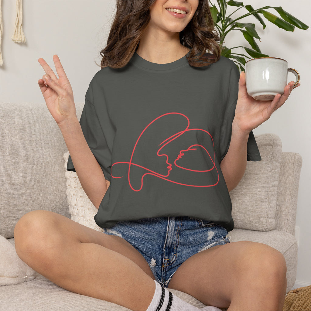 Abstract Line Art Heart T-Shirt — Minimalist Love Graphic Tee
