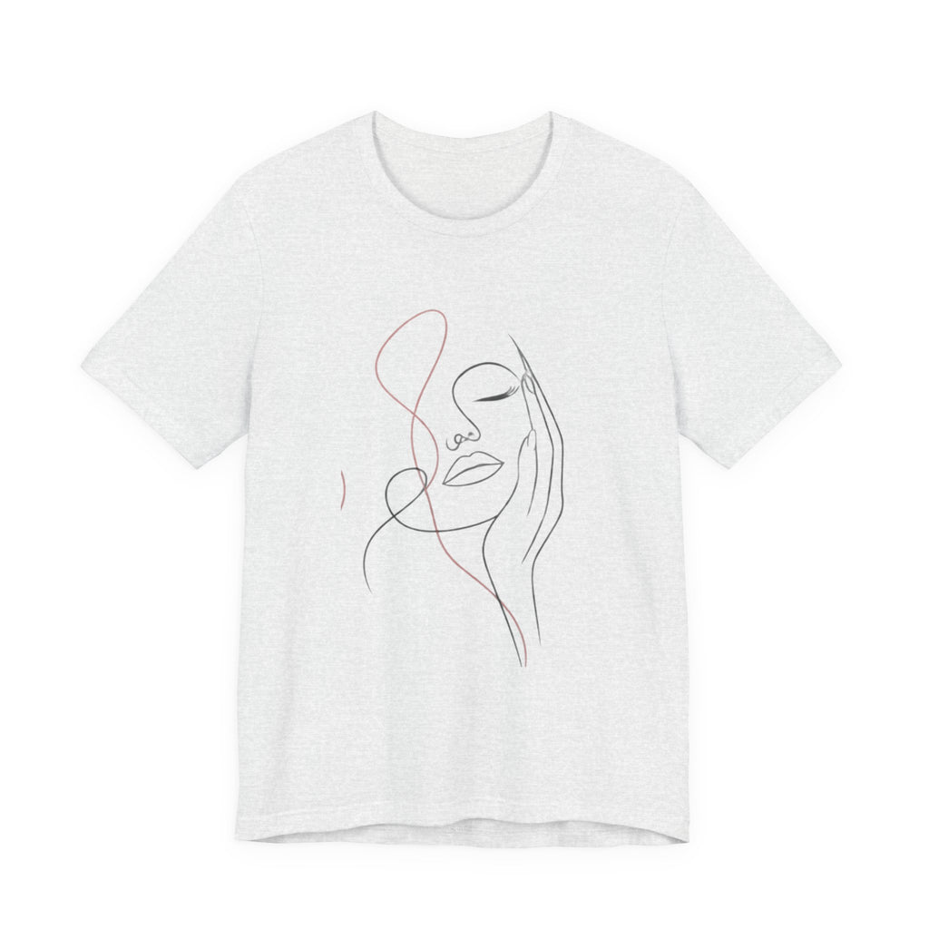 Minimal Line Art Face T‑Shirt — Elegant Abstract Portrait Tee