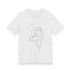 Minimal Line Art Face T‑Shirt — Elegant Abstract Portrait Tee