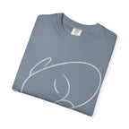 Minimal Line Art Sleeping Face T-Shirt — Relaxed Garment-Dyed Tee