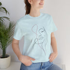 Minimal Line Art Face T‑Shirt — Elegant Abstract Portrait Tee