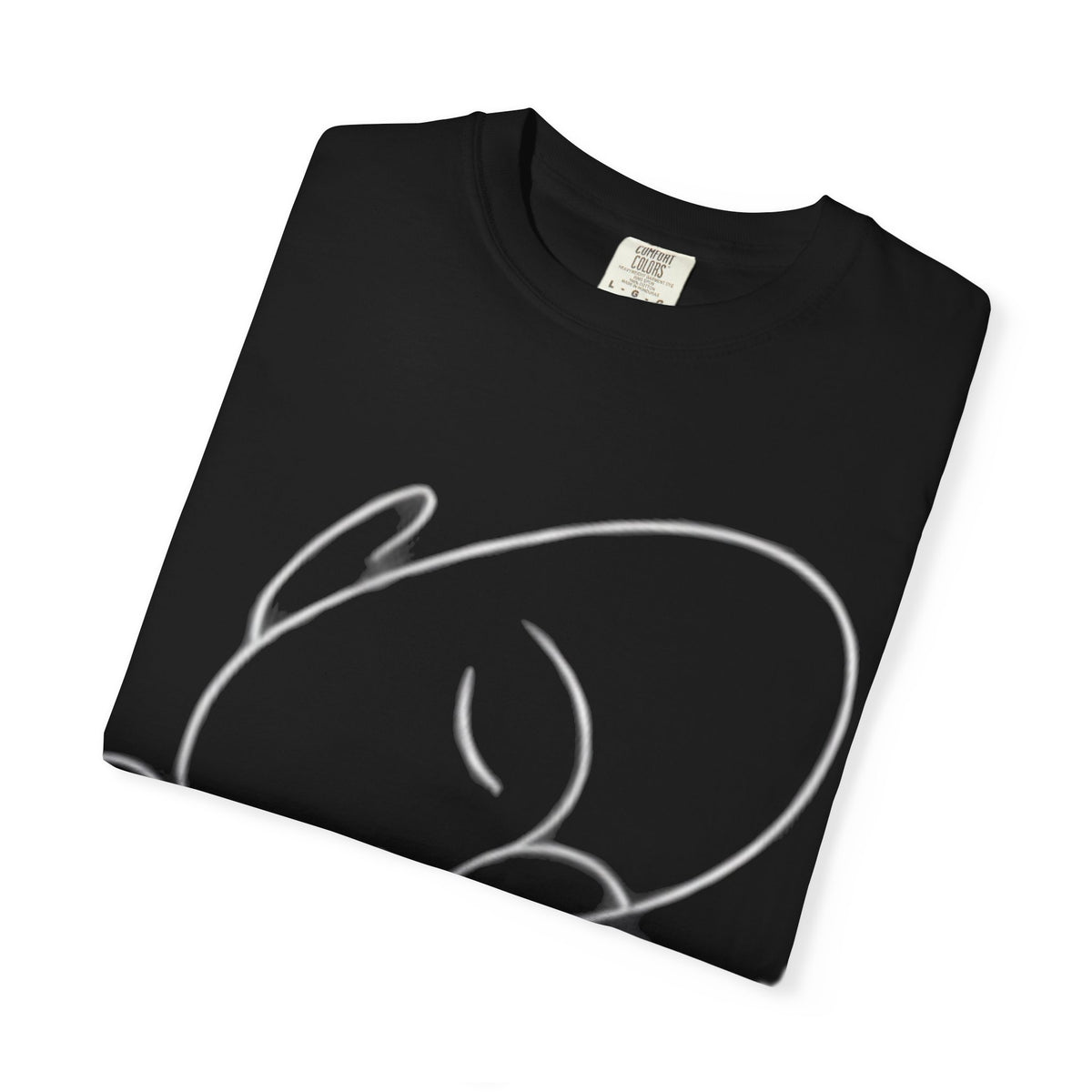 Minimal Line Art Sleeping Face T-Shirt — Relaxed Garment-Dyed Tee