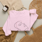 Minimal Line Art Face Crewneck Sweatshirt — Elegant Portrait Pullover for Calm, Creative Style