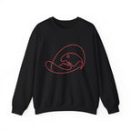 Crewneck Sweatshirt — Minimalist Pink Line Art Skull Graphic