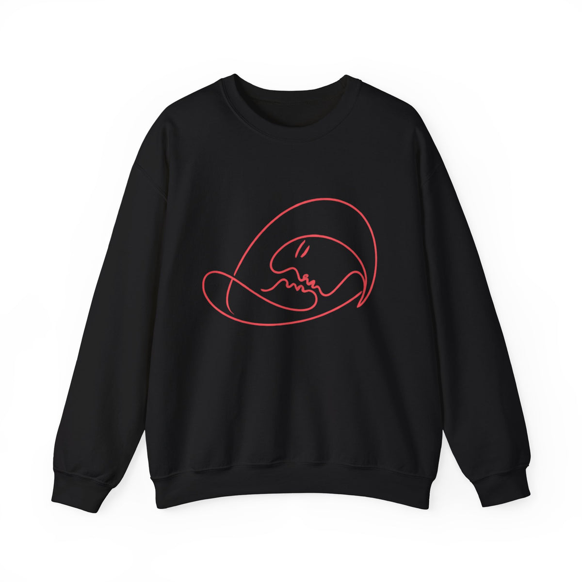 Crewneck Sweatshirt — Minimalist Pink Line Art Skull Graphic