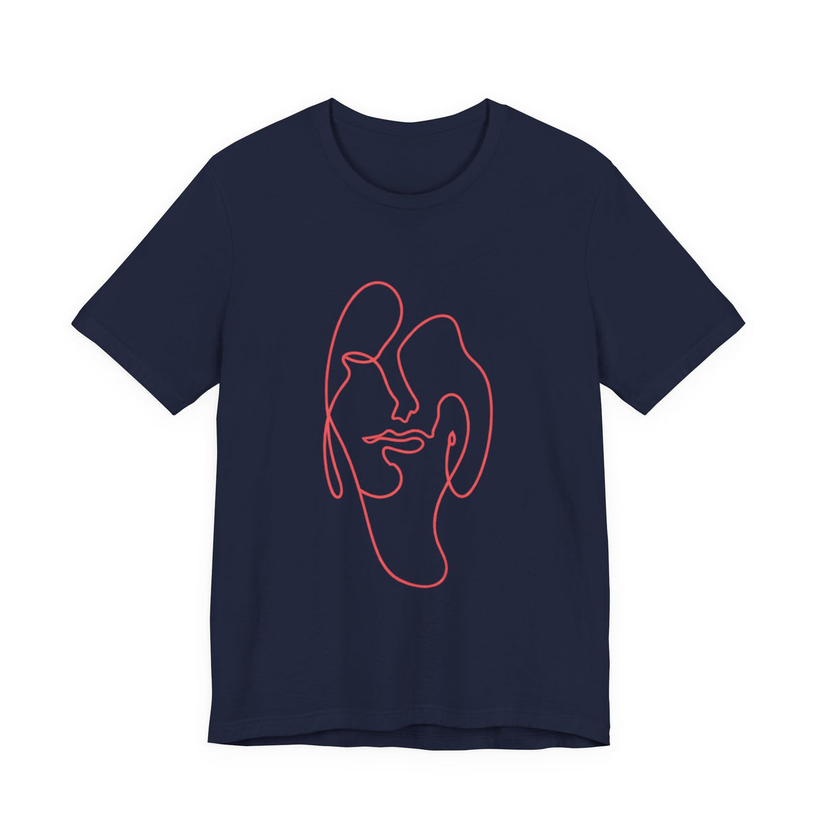 Minimalist One-Line Face Tee — Abstract Pink Line Art T-Shirt