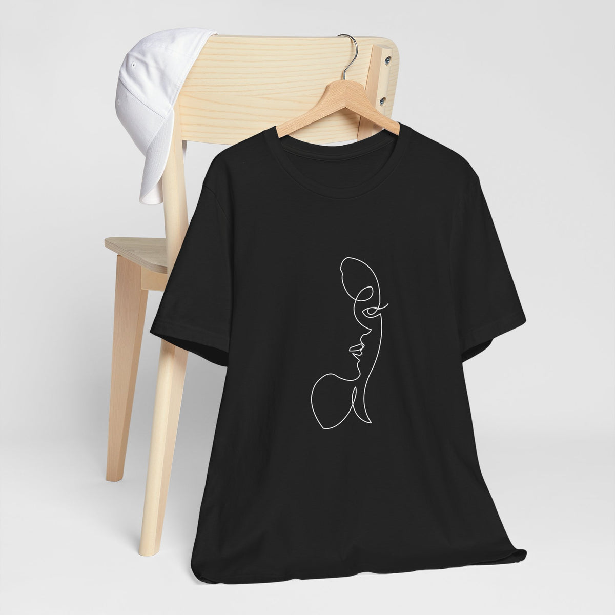 Minimal One-Line Face T-Shirt — Modern Abstract Art Tee