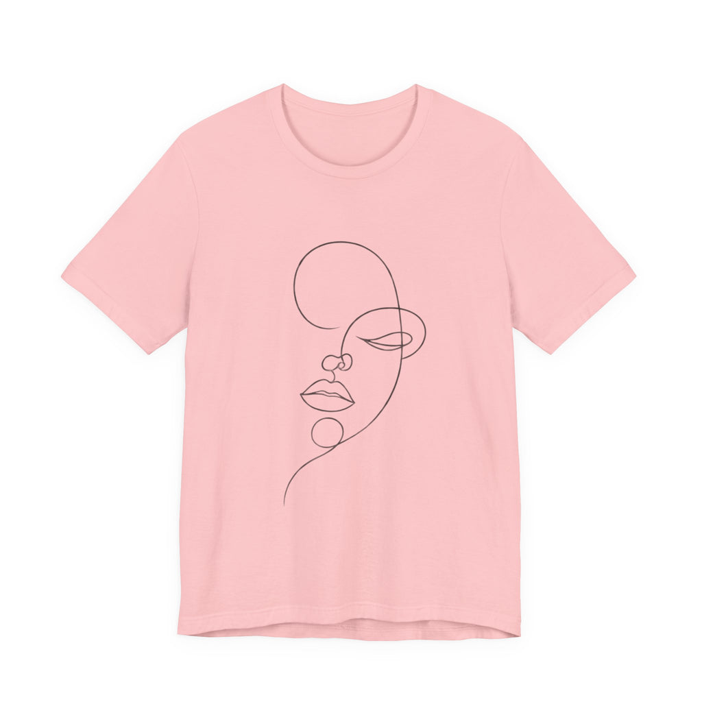 Minimal Line Art Face T-Shirt — One-Line Abstract Portrait Tee