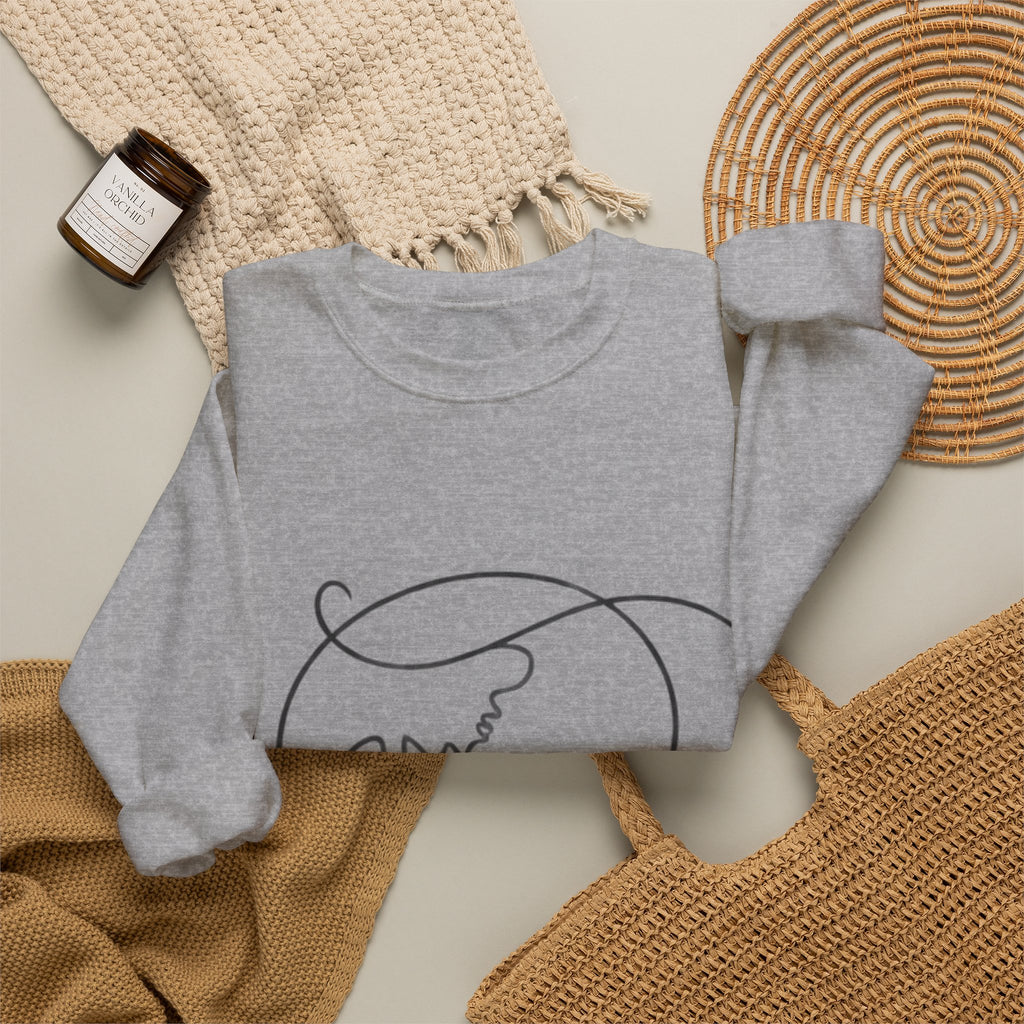 Minimal Line Art Earth Crewneck Sweatshirt