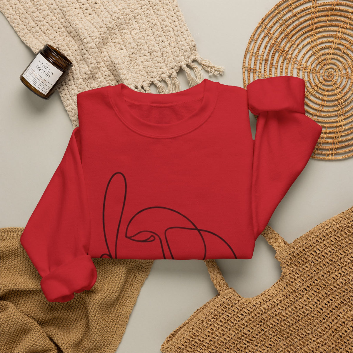 Abstract Line Art Face Crewneck Sweatshirt