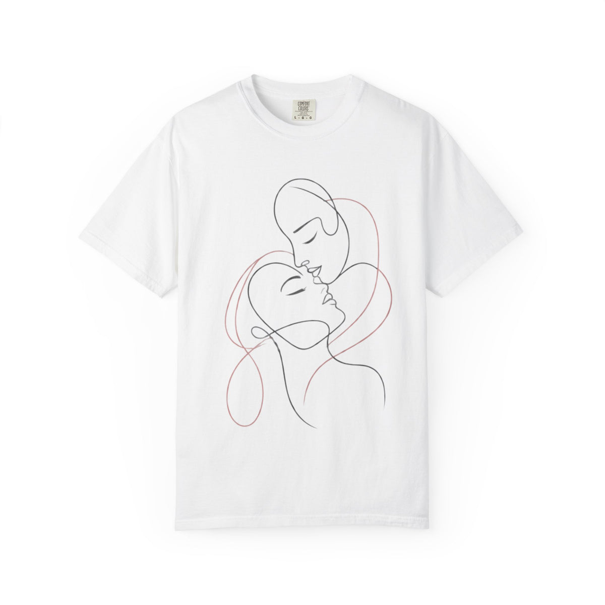 Kissing Line Art Tee — Minimal Couple Graphic T-Shirt